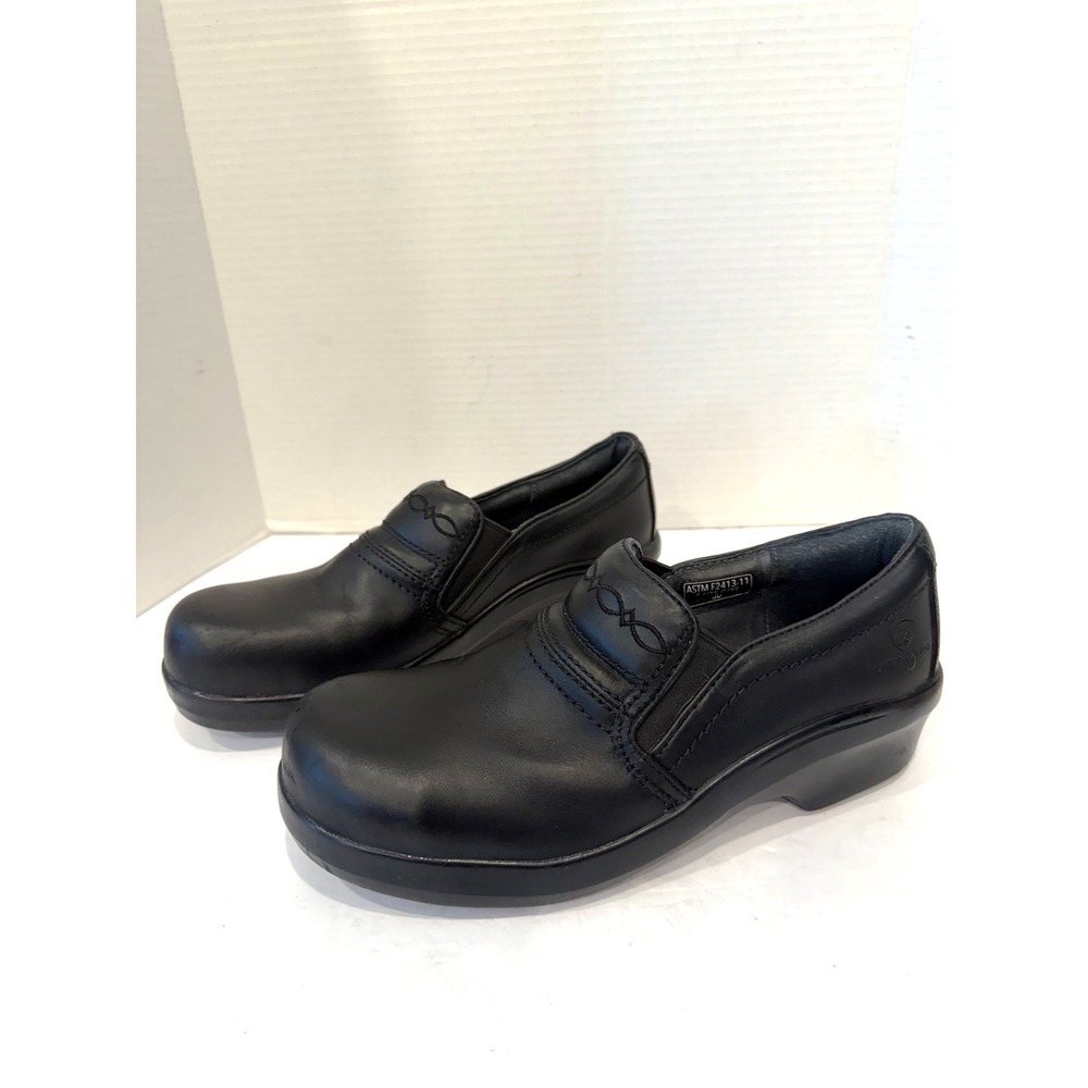 Ariat Expert Black Leather Slip Resistant Slip On Work Clog Shoes Sz 11